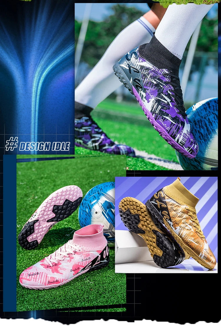 Size 34-46 Men's FG/TF Football Boots Futsal Professional Unisex Kids Soccer Training Outdoor Boys Football Sneakers