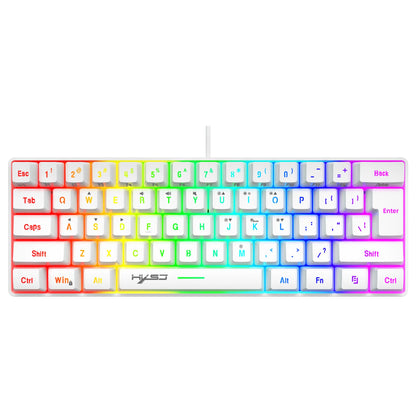 Novo mini teclado gaming com fios, teclado de membrana fino de 61 teclas, brilho RGB tátil e várias combinações de teclas rápidas, adequado para gaming e escritório