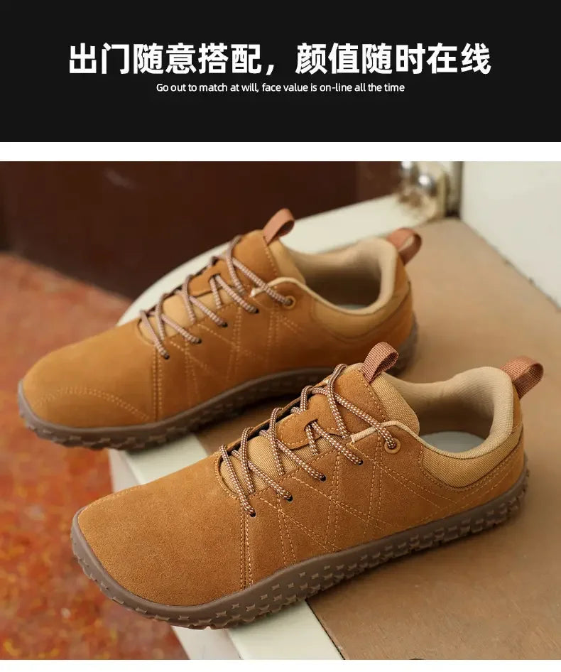Suede Leather Shoes PU Fabric Wide Toe Shoe Anti-slip Hiking Shoe Workwear Men's Sports Shoes Women's Outdoor Walking Shoes