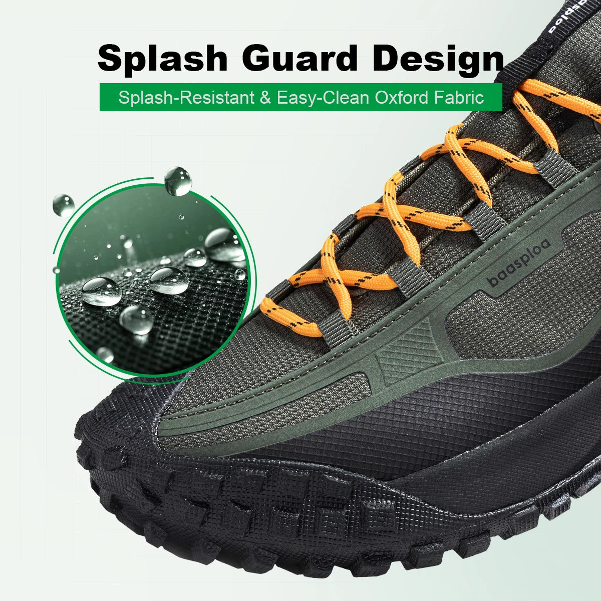 Baasploa Hiking Shoes Men Outdoor Waterproof Camping Resistant Non-Slip Sneakers Casual Lightweight Lace-Up Walking Shoes for Men
