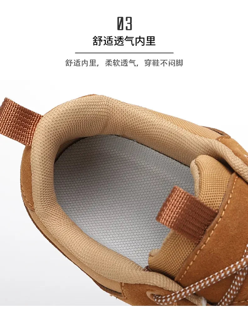 Suede Leather Shoes PU Fabric Wide Toe Shoe Anti-slip Hiking Shoe Workwear Men's Sports Shoes Women's Outdoor Walking Shoes