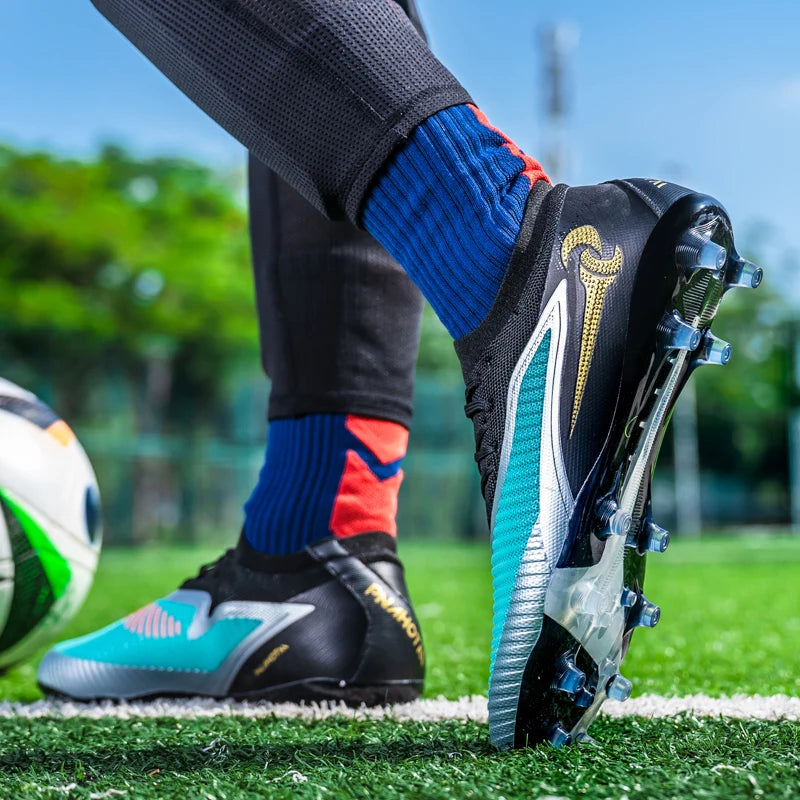 New Men Football Boots Outdoor Sport Boys Long Spikes Non Slip Breathable Match Training Cleats Soccer Shoes Adult Comfortable