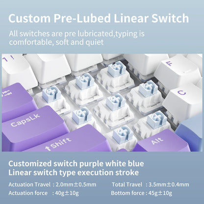 Teclado Mecânico com Fio AJAZZ AK820 75%: Hot-Swappable, Retroiluminação RGB/Branca/Azul-Gelo, Controlo por Botão de Volume | Para Escritório e Gaming