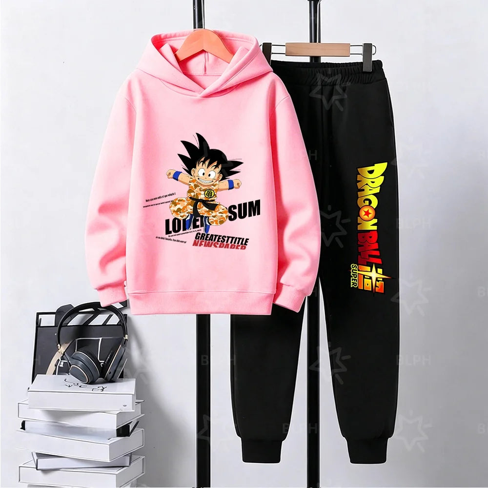 Kids Dragon Ball Camo Goku Printed Hoodie Set Casual Loose Comfortable Long Sleeve Sweatshirt Pants 2 Piece Outfits for Boys