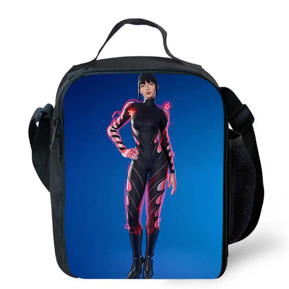 Lunch Bags for Children, Cartoon Fortnite School Picnic Bags for Girls and Boys, Kids Insulated Cooler Lunch Bags Portable Lightweight