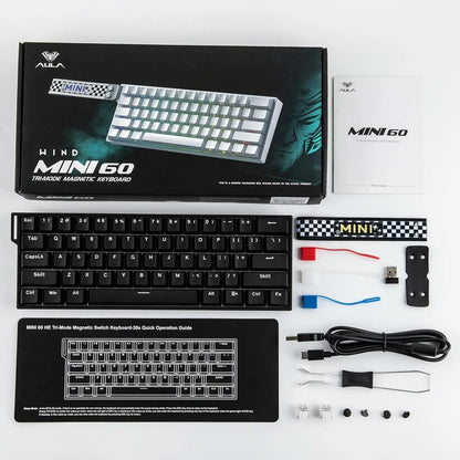 AULA Mini60 HE/Pro/Max Tastiera meccanica wireless 60% con switch magnetici RGB Tri Mode 8000Hz 0.01mmRT per PC, regali per gamer
