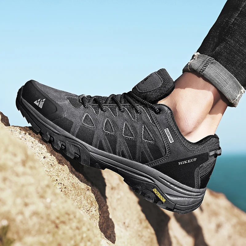HIKEUP New Arrival Men's Hiking Shoes Breathable Lace Up Trekking Male Cushioning Outdoor Climbing Tourism Sneakers for Men