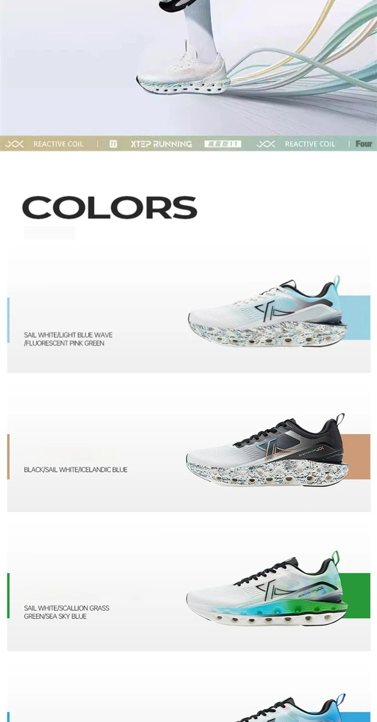 Scarpe da running Xtep Reactive Coil 11.0 da uomo - Scarpe sportive estive, sneakers morbide con assorbimento degli urti e ritorno elastico 976219110026