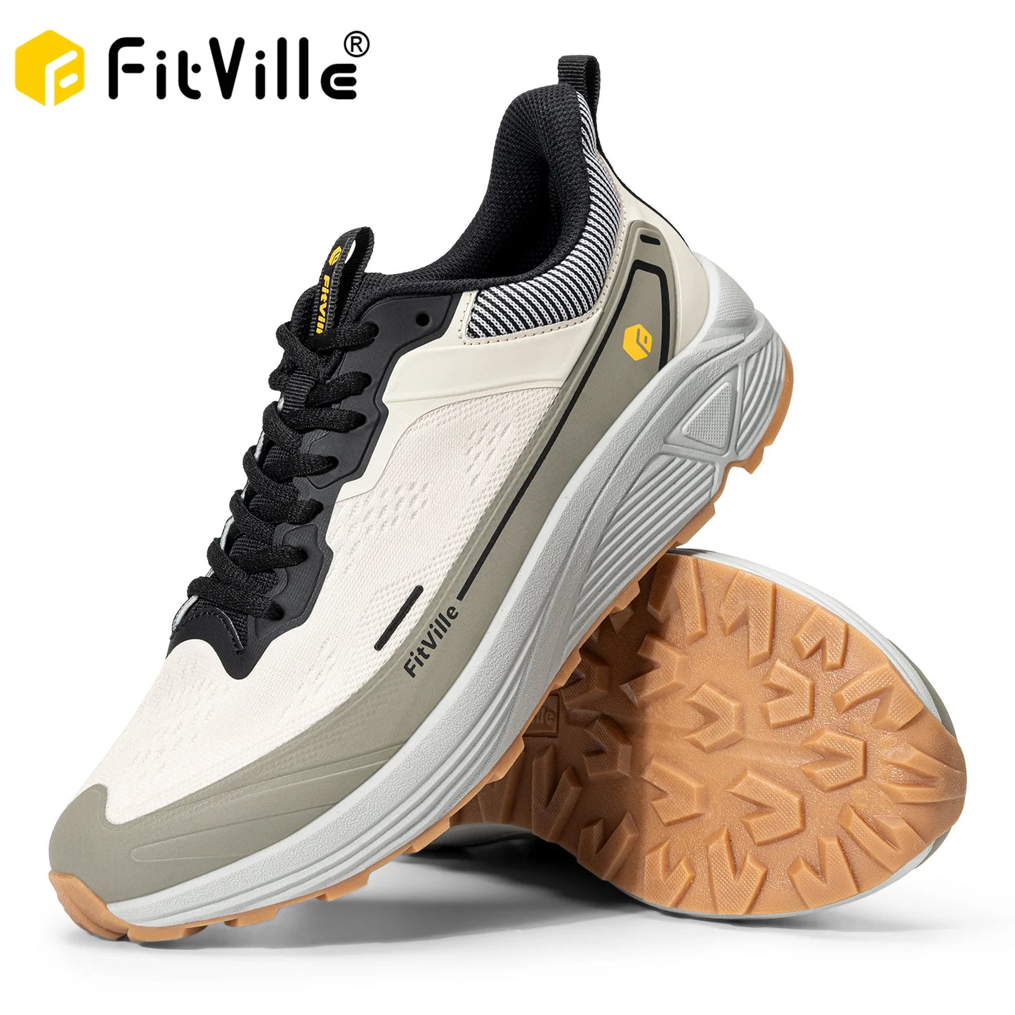 FitVille Men's Wide Toe Box Shoes, Cushioned Sneakers, Non-Slip, Lightweight, Breathable Running Shoes for Swollen Feet