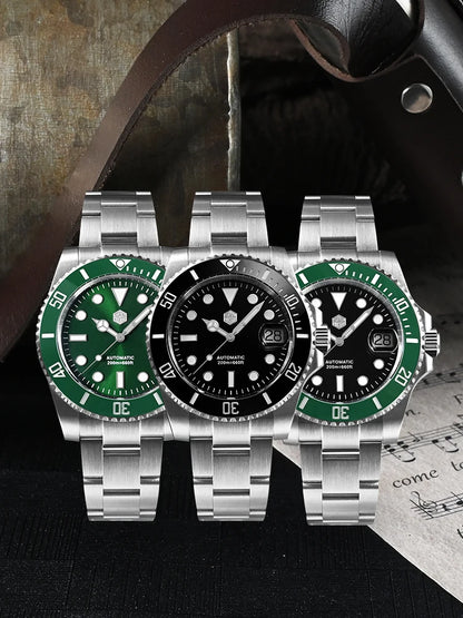 San Martin 40mm Water Ghost PT5000 Automatic Men Diving Watch Business Mechanical Sapphire Waterproof 20Bar Luxury BGW-9 SN0017D