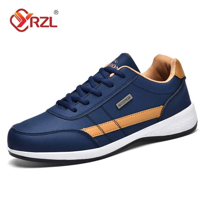 YRZL Herren-Schuhe Frühling Herbst Wasserdichte Walking-Sneaker Freizeit-Herren-Ledersportschuhe Rutschfeste Tennis-Schuhe für Herren