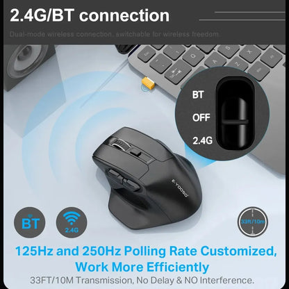 E-YOOSO X-31 Pro USB Gaming Large Mouse, Supports Bluetooth 2.4G Wireless, PAW3212 4800 DPI for Gamer Mice, Computer, Laptop, PC