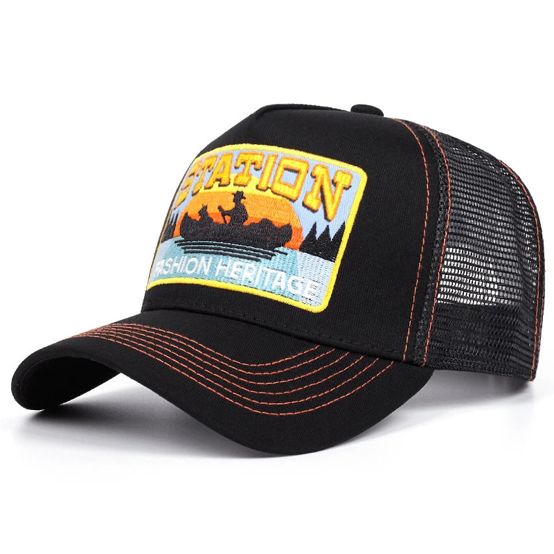 2025 New STATION Small Boat Personalized Truck Hat Street Dance HipHop Hat Outdoor Cycling Sunshade Baseball Hat Mesh Hat Unisex