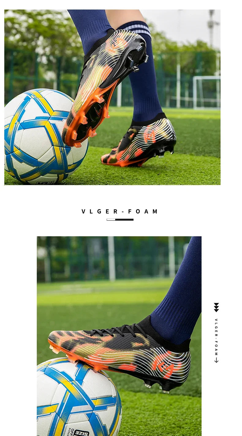 New Men's Soccer Shoes Cleats High-Quality Football Boots Hot-Selling Sneakers Grass Non-Slip Boys Match Outdoor High-Top Light