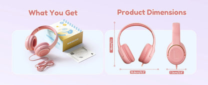 Awatrue Kids Headphones with Microphone, Safe Volume Limited Wired Kids Headphones for School, Toddler & Children, Comfortable Stereo Headset for Learning, Travel & Gaming