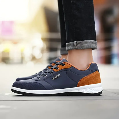 YRZL Herrenschuhe Frühling Herbst Wasserdichte Walking-Sneaker Freizeit-Ledersportschuhe für Herren Rutschfeste Tennisschuhe für Herren