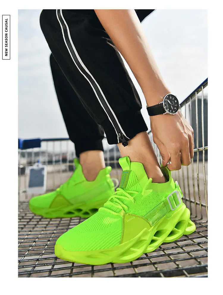 Zapatillas deportivas casual moradas de moda en oferta para mujer y hombre, calzado running con suela tipo blade, talla grande 48, ligeras y transpirables, zapatillas deportivas de malla para hombre