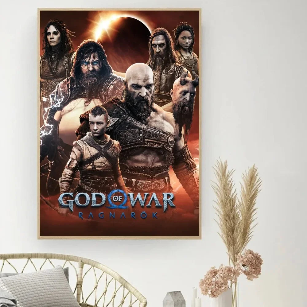 Game God Of War Poster DIY Vintage Movie Poster Wall Art Painting Study Stickers Small Szie Wall Painting