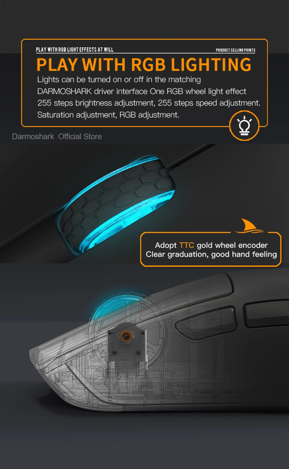 Darmoshark M3Pro Gaming Mouse 2.4G BT Wireless Tri-Mode PAW3395 Sensor N52840 26000DPI Big Hand Macro Driver Mouse For Gaming