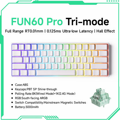 Teclado mecánico Akko MonsGeek FUN60 con interruptores magnéticos 60% para gaming, Rapid Trigger 0.01mm, 8K, ARGB, HE/TMR, teclado personalizado
