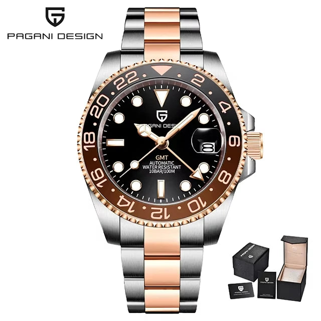 PAGANI DESIGN Men Watch GMT40mm Mechanical Watch Top Brand Sapphire Glass Stainless Steel Waterproof Clock RelogioMasculino gift