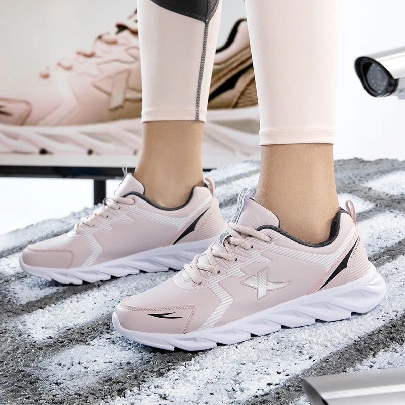 Xtep Running Shoes Non-Slip Soft Women's Sports Shoes Leather Upper Shock Absorption Female Sneakers For Women 879318110073