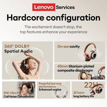 Lenovo LE602 Bluetooth 6.0 Over-Ear Headsets HiFi Stereo Sound Fashionable Music Earphones ENC HD Call Wireless Wired Headphones