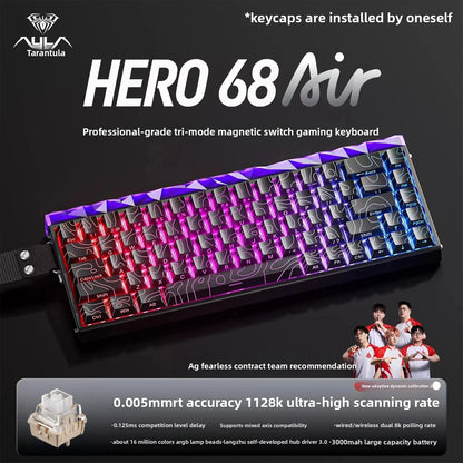 New AULA HERO68 Air 3-mode Magnetic Switch Gaming Mechanical Keyboard E-sport Custom Wired Keyboard Ergonomic Accessories