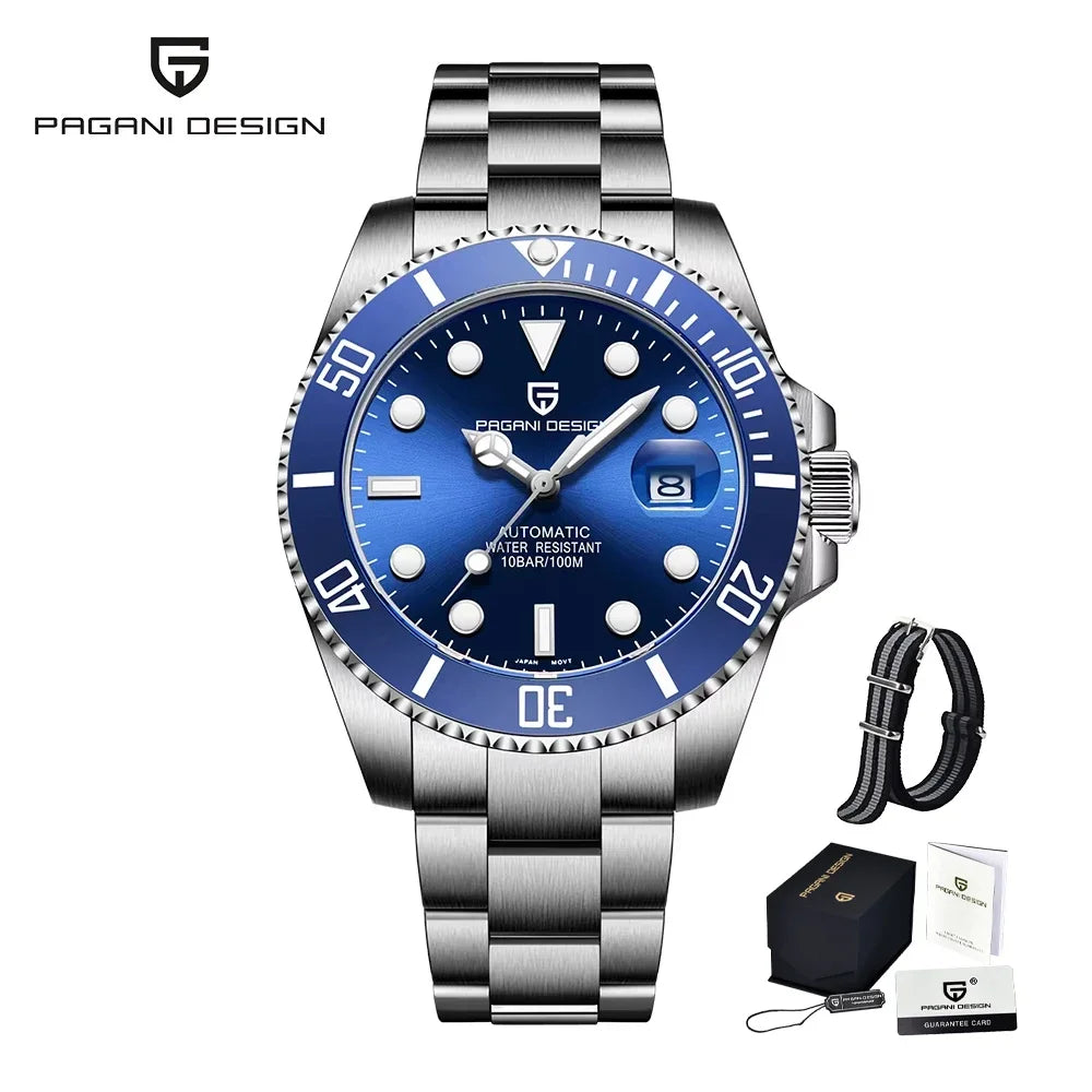 PAGANI DESIGN Men Automatic Mechanical Watch PD1661 8215 Dive Stainless Steel Waterproof Clock Sapphire Reloj Hombre