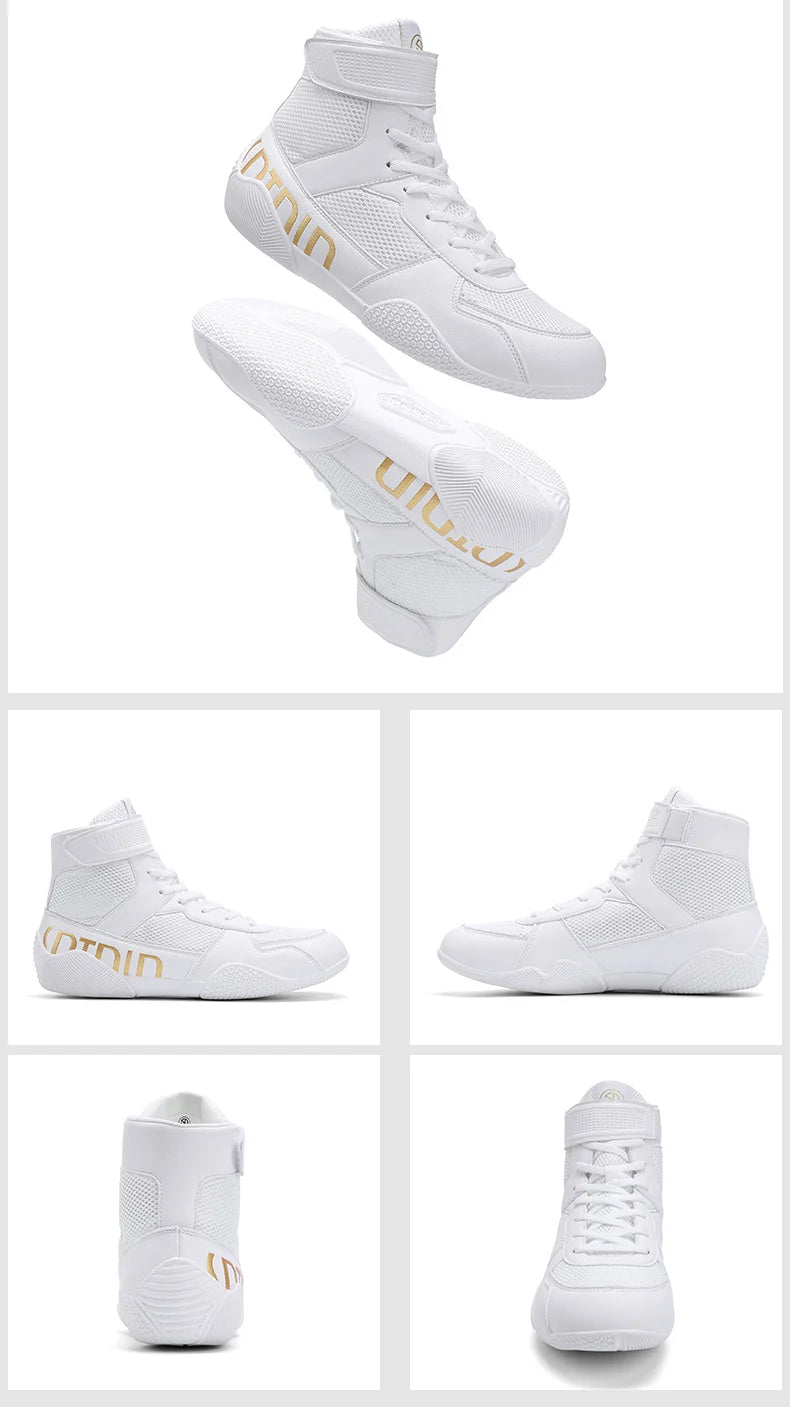 New Men's Large Wrestling Shoes Mesh Breathable Boxing Shoes Anti-Slip Wear-Resistant Sneakers Fashionable Casual High Sport Shoes