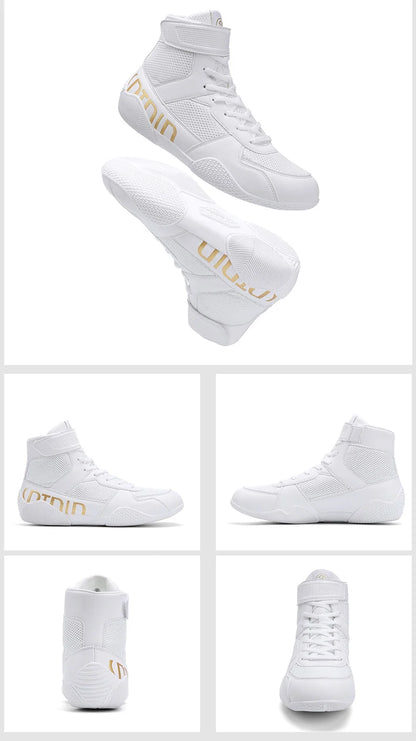 New Men's Large Wrestling Shoes Mesh Breathable Boxing Shoes Anti-Slip Wear-Resistant Sneakers Fashionable Casual High Sport Shoes