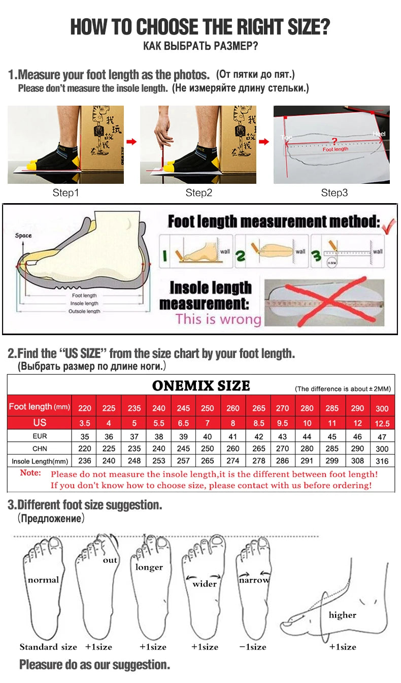 ONEMIX Men Running Shoes Super Lightweight Outdoor Athletic Training Jogging Sneakers Anti-Slip Wear-Resistant Walking Footwear