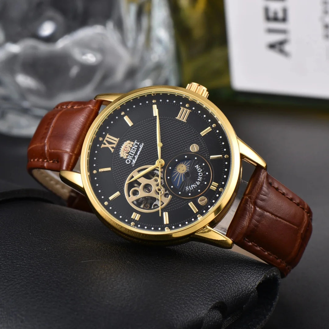 118A StoreOrient Series Sports Sun, Moon, and Stars Skeleton Mechanical Men's Sports Watch Full Functionality World Time