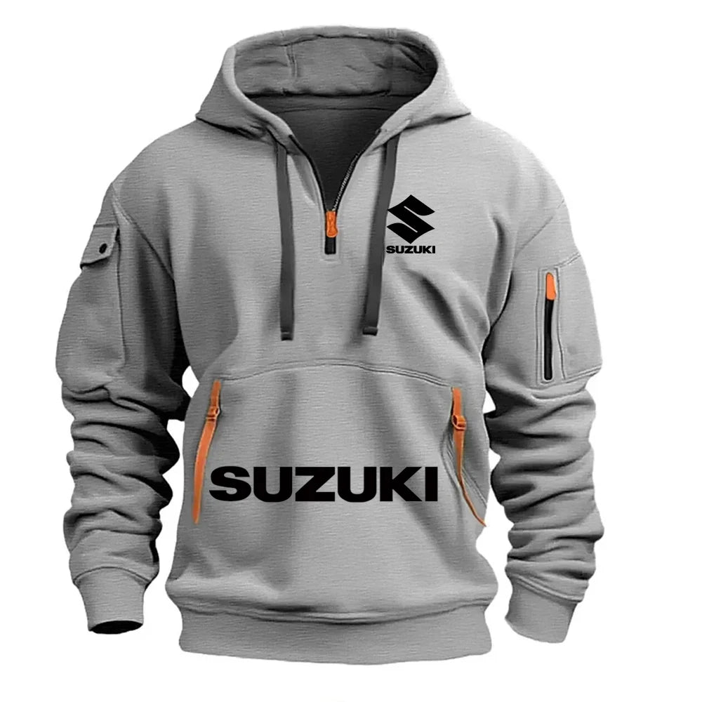 Suzuki's New Men's Hooded Sweatshirt Casual Outdoor Sports Sweatshirt Warm for Autumn and Winter Perfect for Motorcycle Enthusiasts
