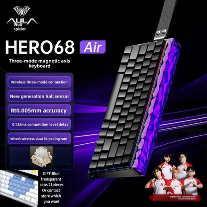 New AULA HERO68 Air 3-mode Magnetic Switch Gaming Mechanical Keyboard E-sport Custom Wired Keyboard Ergonomic Accessories