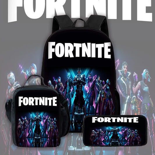 Hot Game Child School Backpack with Lunch Bags ,Design-F-FortniteS Pencil Bags ,School Bags for Boys Girls Best Gift