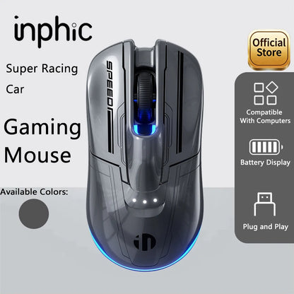 INPHIC Super Racing Car Series Wireless Bluetooth Gaming Mouse 500mA Battery Level Display Light Effect Customization