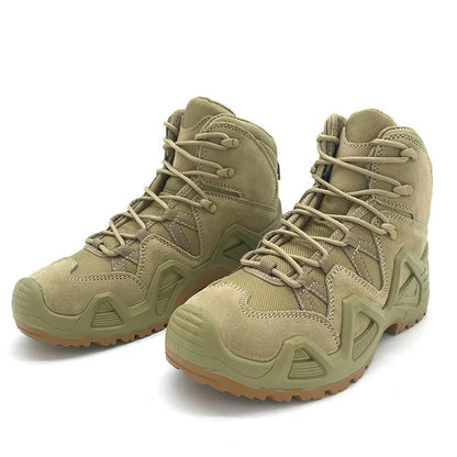 Lynjacye Mid-Cut Green Combat Boots Men Women Size 39-46 Outdoor CS Training Hiking Shoes Desert Ankle Climbing Bota Masculina