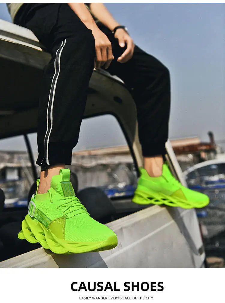 Zapatillas deportivas casual moradas de moda en oferta para mujer y hombre, calzado running con suela tipo blade, talla grande 48, ligeras y transpirables, zapatillas deportivas de malla para hombre
