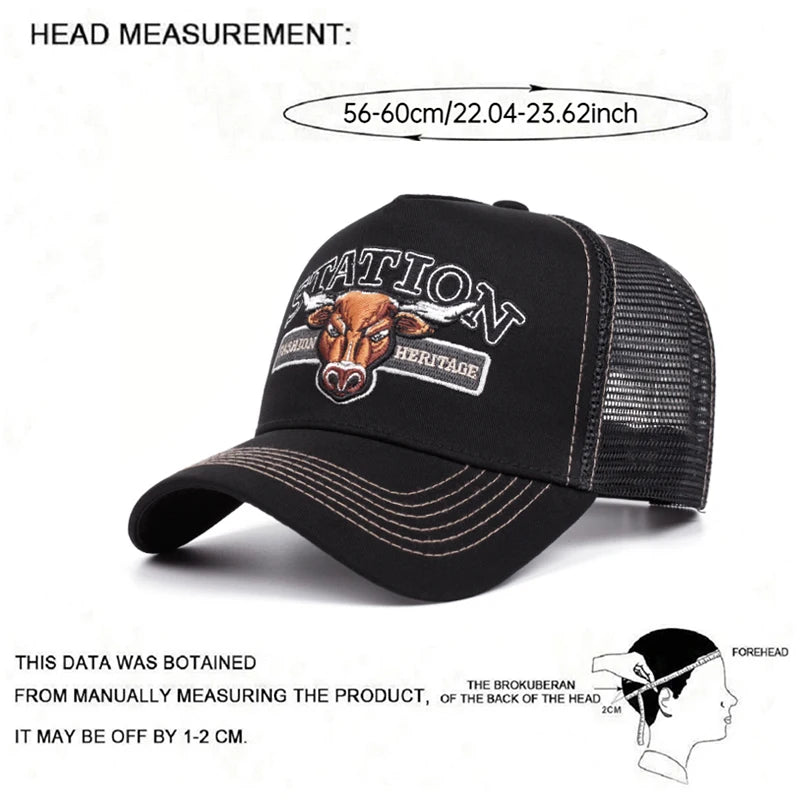 2025 Personalized New STATION Bullhead Truck Hat Men's Skateboarding Hat HipHop Hat Women's Casual Sun Hat Baseball Hat Mesh Hat