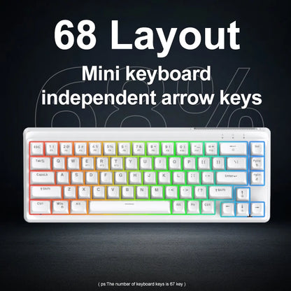 FREEWOLF M68SE Mechanical Feel Keyboard 68 Keys Mini Wired Compact Keyboard Silent for Laptops, Gaming and Office Use