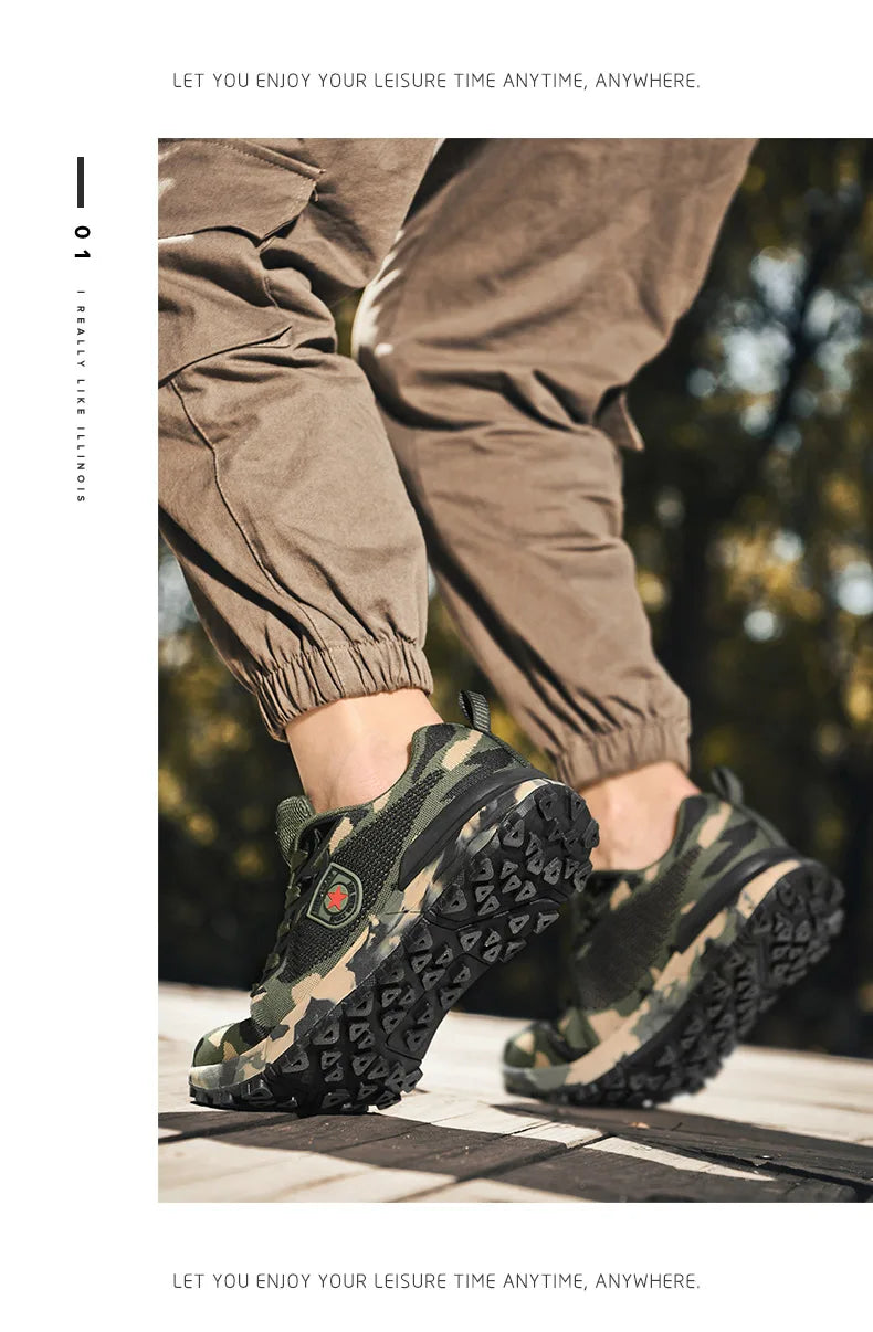 Men’s Camouflage Breathable Sports Shoes Comfortable Non-Slip Soft-Soled Shoes Suitable for Outdoor Activities