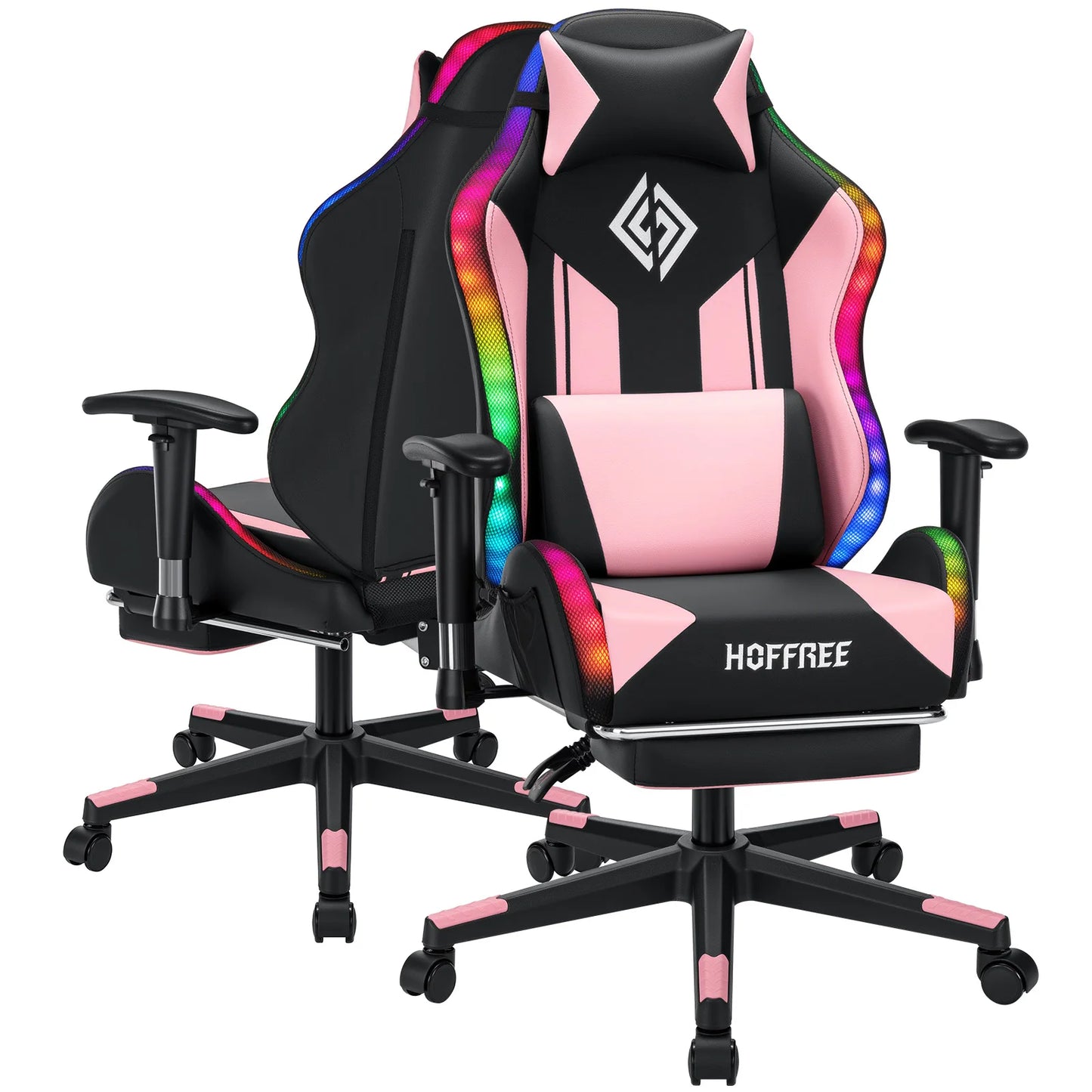 LED Gaming Chair for Children 8-15 Years, Adjustable Gamer Chair with LED Lighting, Footrest & Lumbar Support, Ergonomic PC Chair