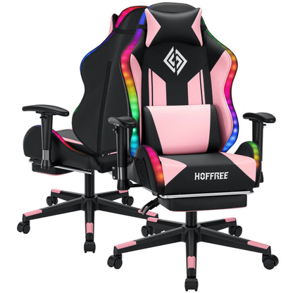 LED Gaming Chair for Children 8-15 Years, Adjustable Gamer Chair with LED Lighting, Footrest & Lumbar Support, Ergonomic PC Chair