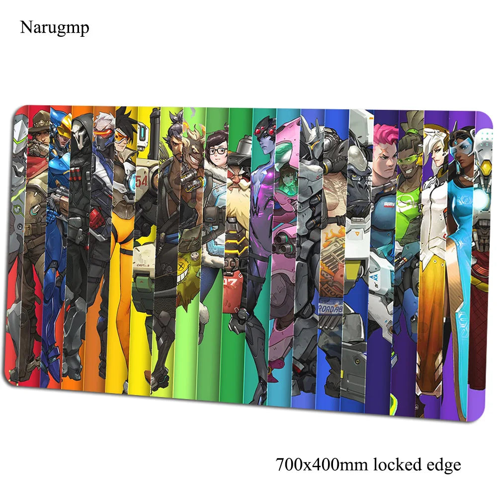 Tappetino mouse Overwatch 700x400x3mm, tappetino gaming anime con personalità per ufficio e notebook, tappetino da scrivania, regalo per ragazzo, pad mouse per giochi PC gamer