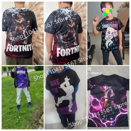 Kinder 100-160cm Hot Sale F-Fortnited Sommer-T-Shirt für Jungen und Kleinkinder, lustige Gaming-T-Shirts, modisches Geburtstagsgeschenk für Mädchen und Jungen