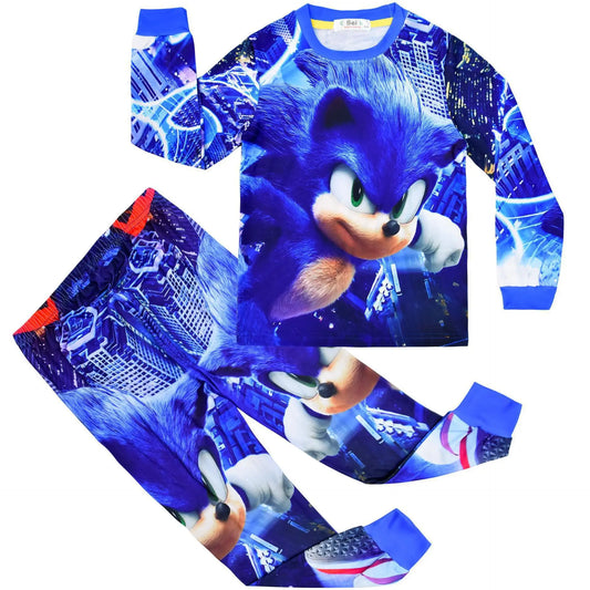 Sonic New Spring Autumn Children's Pajamas Boys and Girls Cartoon Long Sleeve Clothes Toddler Cotton Pajama Set Hedgehog Gift