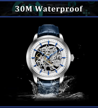 PAGANI DESIGN Business Man Watch Luxury Skeleton Hollow Leather Men's Wristwatch New Mechanical Male Clock