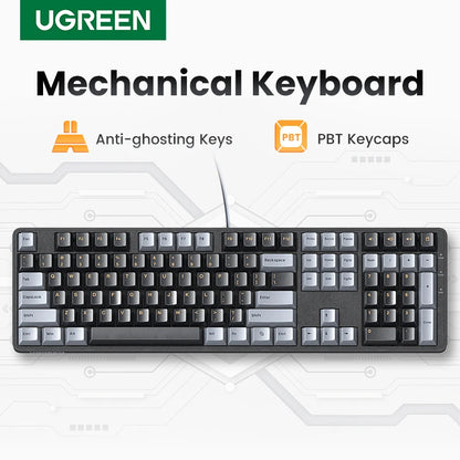 Tastiera meccanica UGREEN 108 tasti PBT, cablata, switch rossi, russo/coreano/EN, per desktop laptop Windows Mac OS Gaming