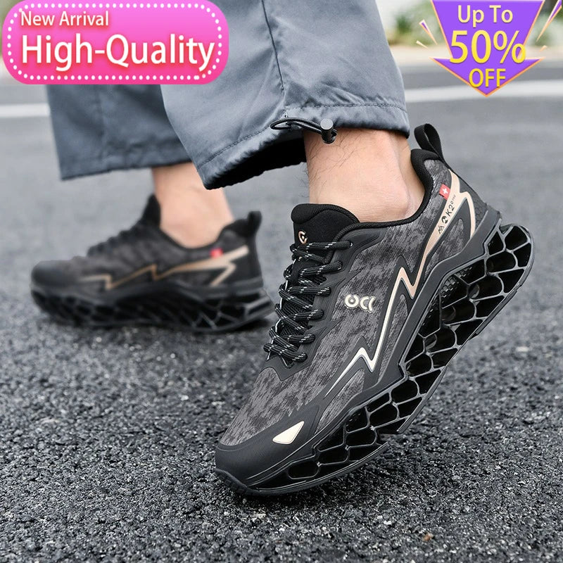 2026 New Summer Outdoor Mens Sports Shoes 3D Printed Sole Rebound Lightweight Running Shoes Foot Protection Stable Walking Shoes